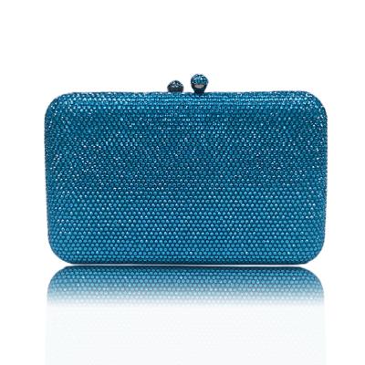 China Fashion Designer Chaliwini Square Shiny Crystal Bag Blue Clutch Purses For Women Lady Evening Handbag for sale