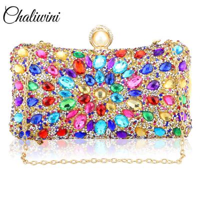 China New Lady Wallet Diamond With Crystal Day Clutch Gemstone Shoudler Square Shape Women Evening Clutch Bag for sale