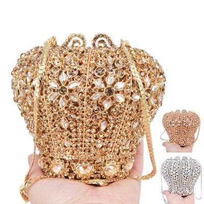 China Rhiinestone Diamond Evening Clutches Wallet Bracelets Women Prom Bags Wedding Crystal Bags Crown Designer Purse Gold Elegantly for sale