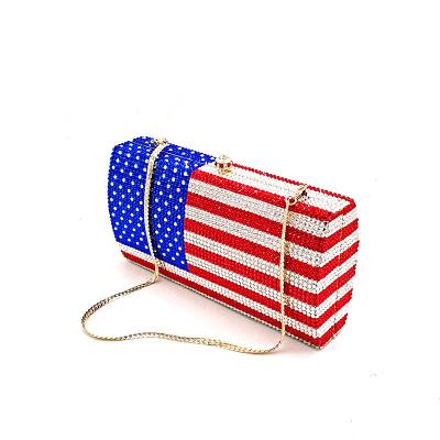 China Fashion Chaliwini FGG Luxury Designer Wedding Party Bag Women Evening Diamonds American Flag Bridal Wallet Crystal Clutches Purses for sale