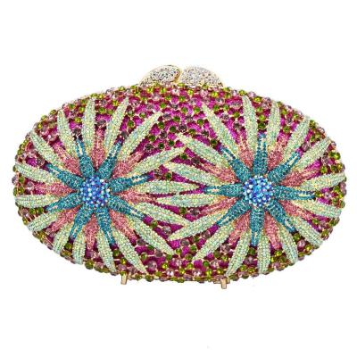 China Beaded Ladies Flower Wedding Clutches Luxury Women Evening Clutch Bags Rhinestone Gold Rhinestone Walldet Purse Female Pink Minaudiere for sale