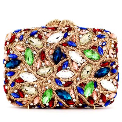 China New Green Makeup Minaudiere Evening Purse Crystal Party Wallet Lady Fashion Rhinestone Clutch Shoulder Bag Women's Evening Purse for sale