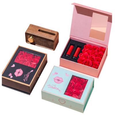 China Transparent Fancy Rose Gifts Recyclable Custom Creative Window Opening Boxes for sale