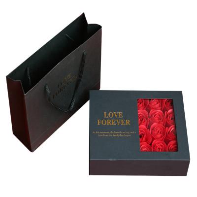 China Wholesale High Quality Recyclable EVA Insert Rose Perfume Lipstick Bangle Jewelry Gift Box With Window for sale