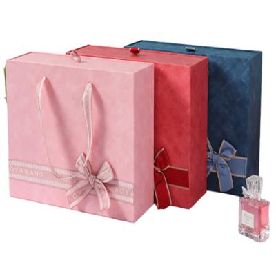 China Recyclable Wholesale Colored Drawer Strip Handle Ribbon Bow Sliding Paper Gift Box for sale