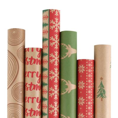 China Hot Selling Elements Printed Waterproof Brown Gift Wrapping Paper Christmas Wrapping Paper for sale