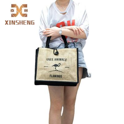 China Wholesale Colorful Promotional Luxury Grocery Handled Jute Hessian Carry Tote Shopping Bag Buy Chinese Products Online for sale