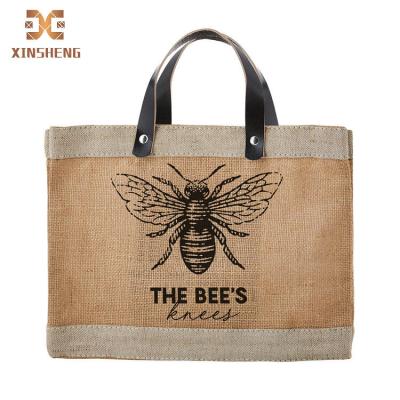 China High Quality Waterproof Jute Handled Jute Promotional Shopping Bag OEM Printing Logo Tote Bag Jute Bag for sale