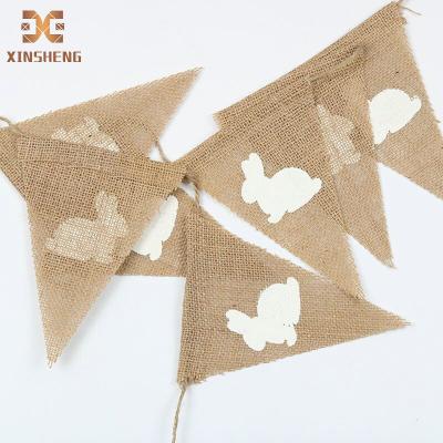 China Chinese Automotive Exports Bunting Banner Hanging Solid Color Burlap Flags Hessian Pennant For Christmas Wedding Birthday Party Decor for sale