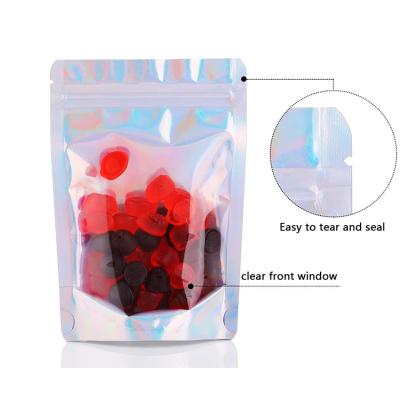 China 14x20x4cm Polyester Film Moisture Proof Laser Film Smell Proof Sealable Bag for Coffee Beans Candy Nuts Dried Fruit Pills Food Storage for sale