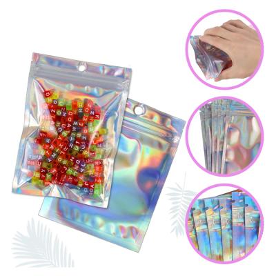 China 7x10cm Moisture Proof Smell Proof Holographic Pouch Mylar Bag For Food Storage Packaging Products Cute Lip Gloss Jewelry Bags for sale