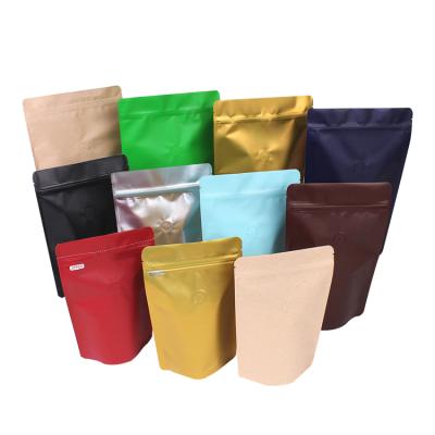 China 1/2 Pound Moisture Proof Coffee Bag One-Way 1/2 Pound Up Coffee Bag Food Grade One-Piece Bag 0.5lb Aluminum Foil Zipper Bag One Way Exhaust Valve Holder for sale