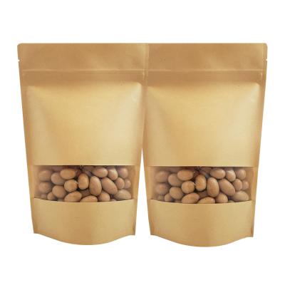 China 30x40x6cm Moisture Proof Washable Kraft Paper Ziplock Bags With Clear Window For Tea, Coffee, Snack, Dried Fruit Or Business for sale