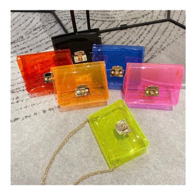 China Hot Selling Fashion PVC Messenger Bag Square Transparent Mini Jelly Crossbody Handbags For Women for sale