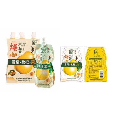 China Nutritious Low Fat Multi Flavor Healthy Pear and Loquat Replenish Energy Guiling Jelly Drink Stand-Up Pouch for sale