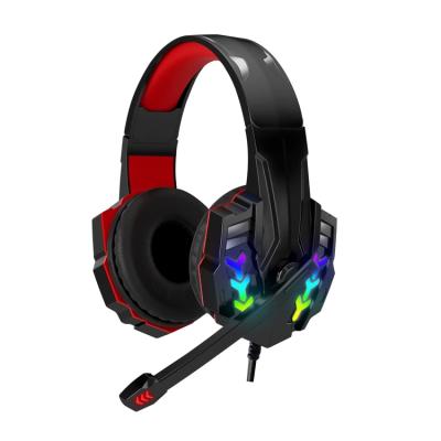 China Factory cheap price pro gaming earphone radio mobile head-mounted colorful RGB camouflage computer game luminous earphones for sale