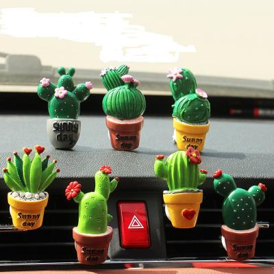 China Forest 3D Mini Cactus Plant Car Air Conditioner Small Clip Potted Succulents Plants Car Air Freshener Ornament for sale