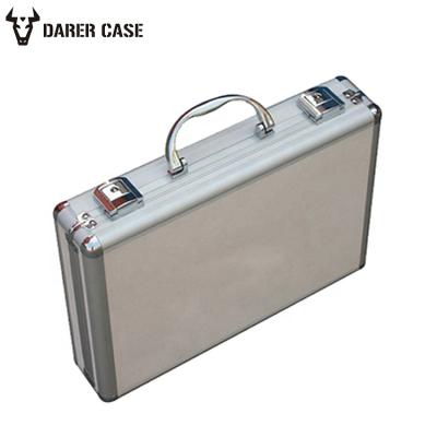 China DPE027 340*245*70mm Waterproof Shockproof Dustproof Hard Silver Aluminum Case For Flight for sale