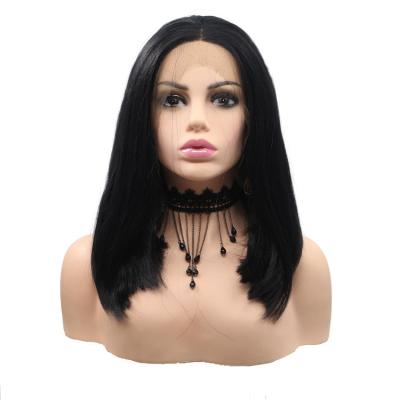 China Wholseale Silky Straight Short Wave HD Bob Frontal Wigs For Colored Women Front Lace Hair Wigs Synthetic for sale