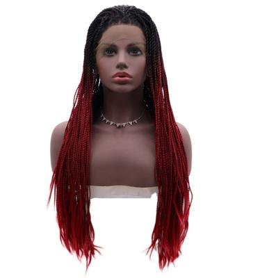 China Wholesale Regular Wave Huge Glueless Sheer Micro Braided Cornrow Lace Wig Twist For Black Women Pre Braided Wig for sale