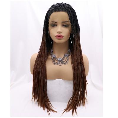 China 2021 Straight Wave Synthetic Cheap Braid Wig For Black Women Twist Frontal Dutch Braid Wigs Braid Wig for sale