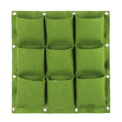 China Eco-Friendly Recycle 9 Pockets Vertical Garden Grow Bags Plant Wall Hanging Planting Pots Green Black Grow Planter Vegetable Gardening Supplies for sale