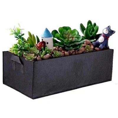 China Eco-friendly Recycle Fabric Raised Garden Bed Square Felt Garden Hot Selling Flower Grow Bag Vegetable Planter Pot With Handles Planting Bag for sale