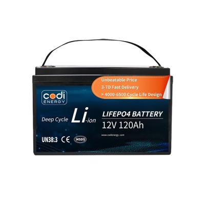 China Codi Energy 12V Long Life LiFePO4 Rechargeable Li-Ion Storage Battery 12V 100Ah Lithium Ion Battery LiFePO4 Battery 256*165*210mm for sale