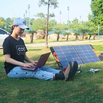 China 100w 120w foldable portable solar power charger for generator power station RV camping with customized private logo Foldable solar charger for sale