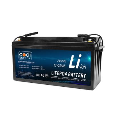 China Codi Energy 12v 2400wh Lithium Batteries Lifepo4 Lithium Ion Battery 200ah Solar Energy Storage Battery 490*171*240mm for sale