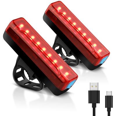 China USB LED Plastic Rechargeable Bicycle MTB Rear Light Waterproof Road Bike Tail Tail Light High Visibility Red LED Tail Light for sale