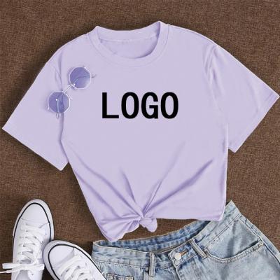 China Vintage Custom High Quality Women's Custom Logo T-shirts Cotton Patterns Short Sleeve Crewneck Sweatshirts Streetwear Tops for sale