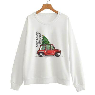 China Dropshipping New Arrival Women's Sweatshirt Others Long Sleeve Crewneck Cotton T-shirt Christmas Tree Print Top for sale