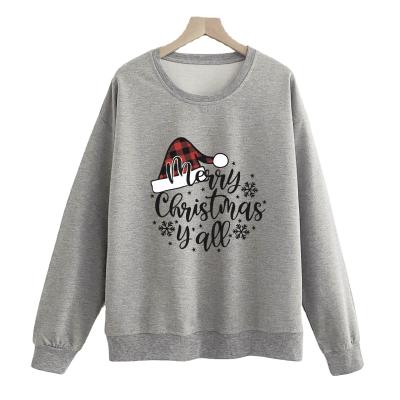 China Factory Dropshipping Breathable Sweatshirt Women's Long Sleeve Crewneck Cotton Christmas Streetwear Print T-shirt Tops for sale