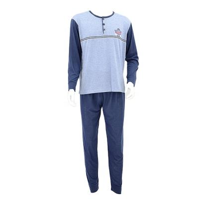 China Manufacturer Custom Made Mens Sleepwear Breathable Round Neck Printing Two Piece Pant Suit Pajamas Long Sleeve Lounge Wear for sale