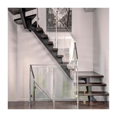 China Modern Residential Indoor Single Stairs ACE Mono Stringer Staircase Stringer Glass Railing Metal Straight for sale