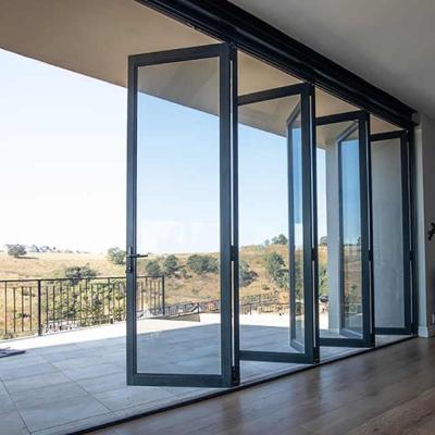 China High Quality Heat Insulation Aluminum Glass Patio Bifold Doors Double Sliding Folding Door for sale