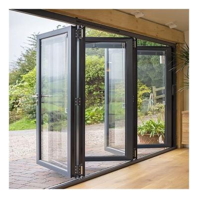 China Heat Insulation Bi Folding Doors Aluminum Glass Accordion Doors Design for sale