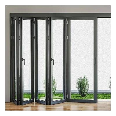 China Heat Insulation Sliding Type Wood Cladding Folding Doors Luxury Aluminum Alloy Interior Doors Windows for sale