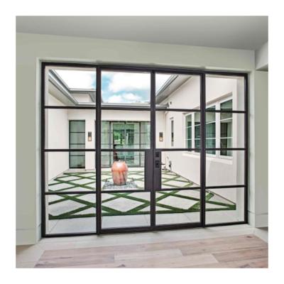 China French Doors Design Heat Insulation Tempered Glass Entry Wrought Iron Doors Modern French Exterior Iron Doors for sale