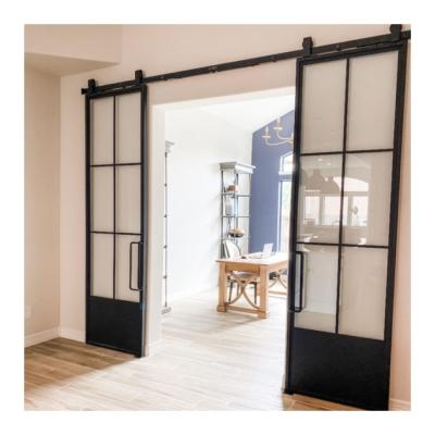 China Sound Insulation Barn Door Interior Hidden Steel Wrought Iron Sliding Barn Door For Living Room for sale