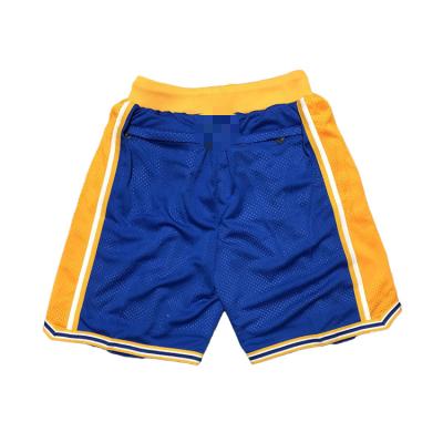 China Anti-Bacterial Classic style Golden State Classics Basketball Shorts Design Embroidered Mesh panels With Pockets Sports Sets Blue/White/Orange for sale