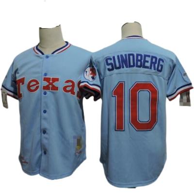 China Anti-Bacterial Retire Texas Baseball Shirts Ranger 10 SUNDBERG 26 OATES 31 JENKINS Strech Recycled uniform light blue Baseball Jersey for sale