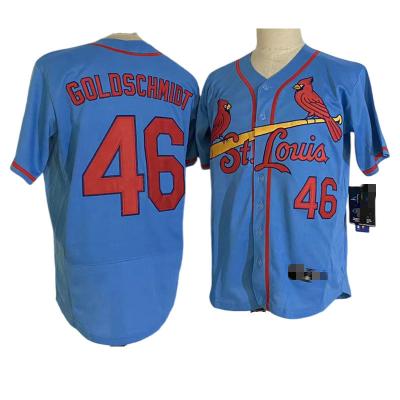 China Anti-Bacterial Baseball Players Apparel Online St.Louis Baseball Shirts 46 GOLDSCHMIDT Breathable Cardinal blue/light blue Baseball Jersey for sale