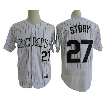 China Anti-Bacterial China Sportswear supplier Rocky Baseball Shirts 27 STORY Breathable Recycled uniform White Baseball Jersey for sale