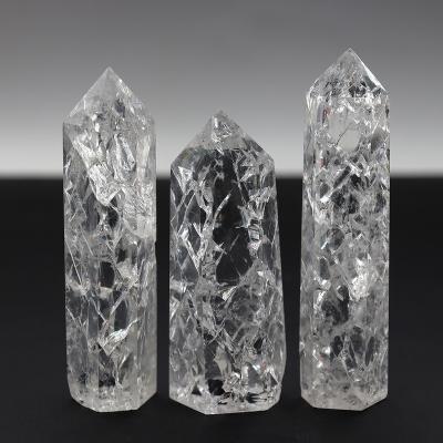 China China Large Clear Slit Quartz Crystal Pointed Healing Wand For Sale for sale