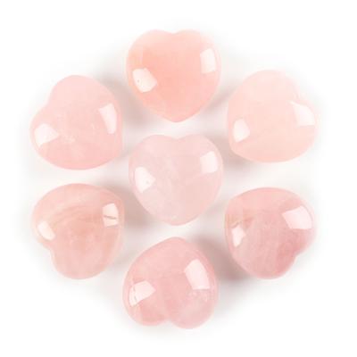 China China Wholesale Rose Quartz Heart Shaped Puffy 30mm Natural Hearts For Decoration for sale