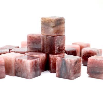 China China Bulk Sell Natural Crimson Crystals Healing Stones Strawberry Quartz Cubes For Feng Shui Decoration for sale