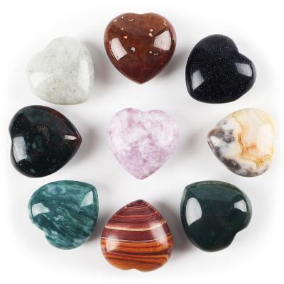 China China Natural Gemstone Carved Heart Love Pocket Palm Stone Stone For Reiki Balancing for sale