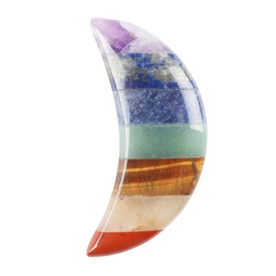 China China 7 Chakra Stones Reiki Healing Stone Crystal Moon Shape Chakra Palm for Relief Meditation Calming for sale